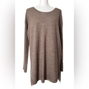 Tahari Women’s Ribbed Knit Lightweight Wool Blend Sweater -Mocha Brown